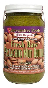 Fresh-Pure-Raw Creamy Organic Pistachio Butter Rejuvenative Foods Vegan Low-Temp-Ground Artisan-Ayurvedic In-Glass Vitamin-Protein-Antioxidant-Mineral-Nutrition USDA-Certified-Organic-16 oz
