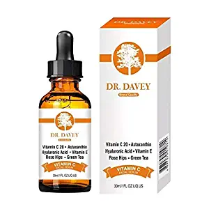 DR.DAVEY Vitamin C 20 Astaxanthin Hyaluronic Acid Vitamin E Rose Hips Green Tea Facial Serum,1 oz