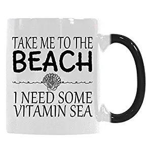 Gift Coffee Mug Cup - TAKE ME TO THE BEACH,I NEED SOME VITAMIN SEA Sensitive Color-Changing Morphing Mug(Two Sides)