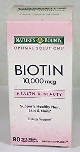 Nature's Bounty Optimal Solutions Biotin 10,000 mcg 90 Rapid Release Liquid Softgels