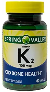 Spring Valley Vitamin K2, 100 mcg, Bone Health, 60 Softgels
