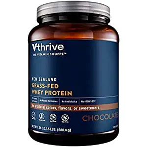 New Zealand GrassFed Whey Protein Powder, Chocolate, 25g of Protein per Serving, No Gluten, 17 Servings by Vthrive