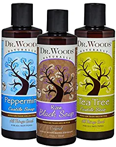 Dr. Woods Liquid Castile and Black Soap with Organic Shea Butter Variety (3 Assorted 8 Ounce Bottles)