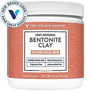 Bentonite Clay 100 Natural Powder Soothing Facial Mask for Healthy Vibrant Skin Deep Cleans Pores (16 Ounces) by The Vitamin Shoppe