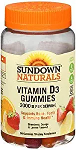 Sundown Naturals Vitamin D3 2000 IU per Serving Gummies - 90 ct, Pack of 3