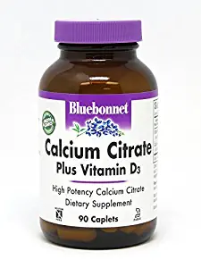 BlueBonnet Calcium Citrate Plus Vitamin D3 Caplets, 90 Count