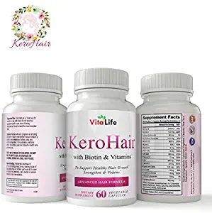 KeroHair Biotin Vitamin Capsules for Hair Growth - Skin and Nail Strengthener Growth Supplement for Women and Men/Kerotin Formula