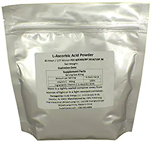 Duda Energy asc08oz Bag of L-Ascorbic Acid Powder 99+% Food Grade USP36/BP2012 Naturally Fermented Pure White Crystals Form of Vitamin C, 8 oz.