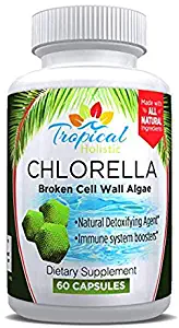 Chlorella Capsules 60 Count - Pure Vegan Green Superfood Supplement for Antioxidant, Chlorophyll, Vitamin B-12, Iron - Broken Cell Wall Algae 1200mg 30 Day Supply