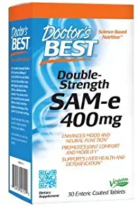 Doctor's Best SAM-e 400 mg, Vegan, Gluten Free, Soy Free, Mood and Joint Support, 30 Enteric Coated Tablets