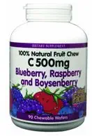 Natural Factors - C 500mg Natural Fruit Chews - Bl/Ra/Bo - T - 90