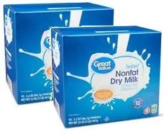 Great Value Nonfat Instant Dry Milk, 32 oz (10 count, 3.2 oz each) (Pack of 2)