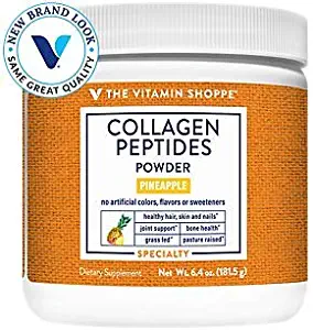Collagen Peptides Powder Supports Hair, Skin Nails, Bones Joints Grass Fed Pasture Raised, Pineapple (30 Servings)