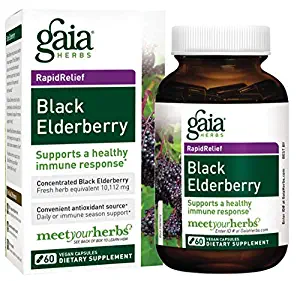 Gaia Herbs, Black Elderberry, Organic Sambucus Elderberry Extract for Daily Immune and Antioxidant Support, Vegan Powder Capsules, 60 Count