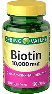 Spring Valley Biotin Dietary Supplement, 10,000 mg, 120 Softgels