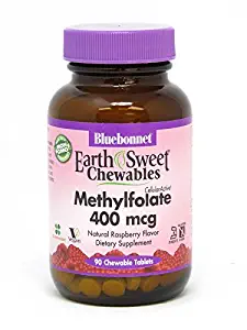 Bluebonnet Earth Sweet Cellular Active Methylfolate 400 mcg Chewable Tablets, 90 Count