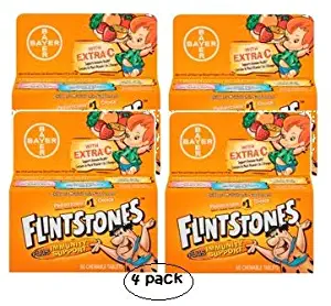 Flintstones Children's Chewable Multivitamin Plus Immunity Support*, Children’s Multivitamin Supplement with Vitamins C, D, E, B6, and B12, 60 Count (Pack of 4)