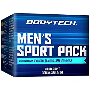 BodyTech Men's Sport Pack Multivitamin Mineral Training Support Formula with Antioxidants Herbs, High Potency Combination (30 Day Supply)