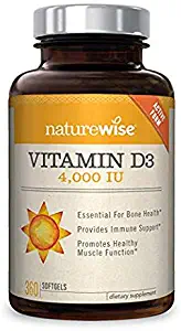 NatureWise Vitamin D3 4,000 IU for Healthy Muscle Function, Bone Health, and Immune Support | Non-GMO and Gluten-Free in Cold-Pressed Organic Olive Oil Capsule [1-Year Supply - 360 Count]