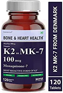 Carbamide Forte Vitamin K2 MK7 100mcg Supplement | Light & Mineral Stable, High Potency Vitamin K2 MK7 from Denmark – 120 Veg Tablets