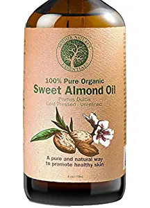 Sweet Almond Oil 4 oz Organic Highest Quality, Cold Pressed Hexane Free Sweet Almond Oil. Non-GMO. Perfect Under-Eye Treatment Fighting Dark Circles Full Body Massage Oil. The Best Carrier Oil.