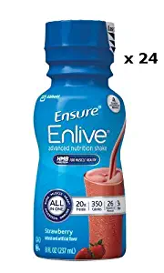 Count of 24 Ensure Enlive Strawberry Oral supplement 8 oz Bottle