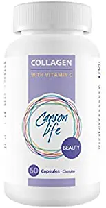 CARSON LIFE Collagen Capsules with Vitamin C - 60 Capsules - Dietary Supplement for Anti Aging, Immune Support, Healthy Hair, Skin and Nails - Made in The USA