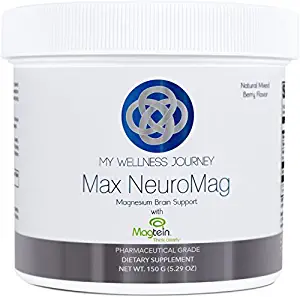 Max NeuroMag - Patented Magnesium for The Brain Featuring 3 Forms of Magnesium Including L-Threonate- Great Tasting, Natural Mixed Berry Flavor- Drink Mix- 60 Servings- 5.29 oz (150 g)