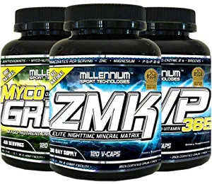Millennium Sport Technologies, Ultra Foundation Stack Includes ZMK Nightime Mineral, Multi-Mineral, 120 VCaps, MVP-365 Multiple Vitamin, Krebs Cycle, L-5 Methyl, 120 VCaps and MycoGreen 100% Organic G