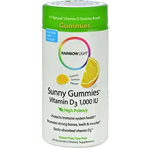 Rainbow Light Vitamin D3 1000 IU Sunny Gummies Lemon 50 ea(Pack of 5)