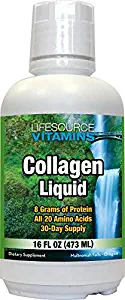 LifeSource Vitamins Collagen Liquid - 8 Grams of Protein per Serving -16 fl oz - 30 Day Supply. Type 1 and 3 Collagen