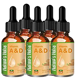 Nature's Nutra Vitamin A&D, 2 Fl. Oz (60ml) 4 + 1 Bundle Pack with Bonus Bottle, Premium Baby and Infant Liquid Drops, Toddlers Kids Children Multivitamin Supplement, No Fishy Smell