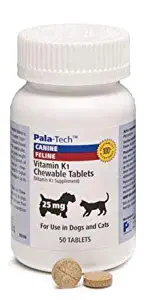 Pala Vitamin K1 Canine Feline Chewable Tablets 25 mg for Dogs and Cats,50 ct