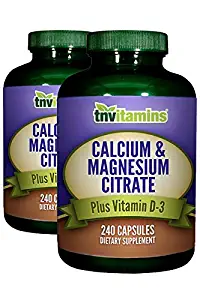TNVitamins Calcium & Magnesium Citrate Plus Vitamin D3-240 Capsules (2 x 240 Capsules)