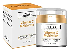 Oalen Face Moisturizer Vitamin C Cream | with Hyaluronic Acid Anti Aging Wrinkles | Hydration Face Skin with Vitamin E Green Tea and Aloe 50ml 1.7fl.oz