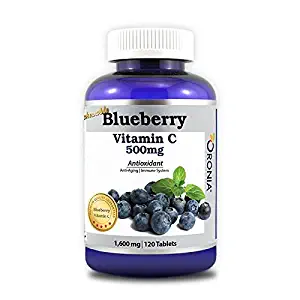Oronia Blueberry Vitamin C Chewable 1600mg, 120 Tablets