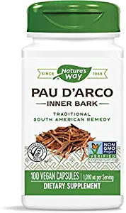 Nature's Way Premium Herbal Pau d’Arco Inner Bark, 1,090 mg per serving, Dietary Supplement, 100 Vegan Capsules (Packaging May Vary)