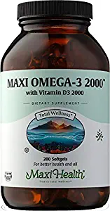 Maxi Health Maxi Omega-3 2000 with Vitamin D3 2000 IU - 200 Softgels