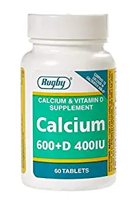 RUGBY Calcium 600MG Plus D  Calcium CARBONATE-600 MG Pale Pink 60 Tablets UPC 005363424081