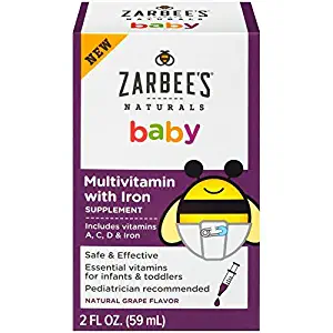 Zarbee's Baby Multivitamin with Iron - Natural Grape Flavor - 2 oz, Pack of 2