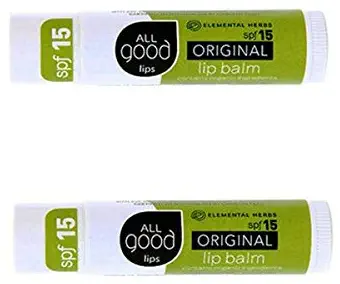 All Good SPF 15 Lip Balm for Soft Smooth Lips - Calendula, Lavender, Olive Oil, Beeswax, Vitamin E | Zinc Oxide for Safe Sun Protection (Original)(2-Pack)