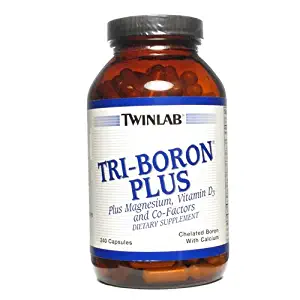 Twinlab Tri-Boron Plus, Plus Magnesium, Vitamin D and Co-Factors, 240 Capsules (Pack of 2)