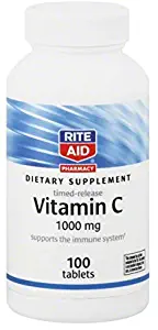 Rite Aid Vitamin C Supplement with Rose Hips, Timed-Release Tablets, 1000 mg - 100 Count | Immune Support