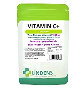 Lindens Vitamin C 1000mg 2-PACK 240 Tablets w/ Rosehip Bioflavonoids Supplement