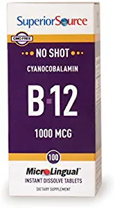 Superior Source No Shot B12, 1000 mcg, 100 Count