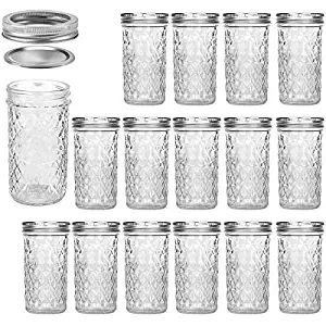 Mason Jars 12 OZ, VERONES Canning Jars Jelly Jars With Regular Lids and Bands, Ideal for Jam, Honey, Wedding Favors, Shower Favors, Baby Foods, 15 PACK