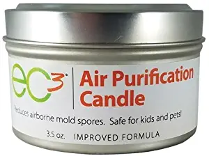 EC3 Air Purification Candle, Reduce Mold Counts and Mycotoxin Levels in Indoor Air, All Natural, Fragrance Free, Botanical Ingredients in Soy Wax