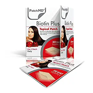 PatchMD - Biotin Plus Topical Patch - B-Vitamin - Supports Hair, Skin and Nails - 30 Day Supply