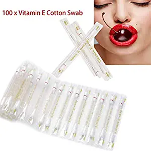 N Noble One Vitamin E Aloe Q-tip Applicators Cotton Swab for Quickly Repairs Dry Lips and Healing gums anti-allergy，Makeup First Aid Beauty Swab-100 Pack