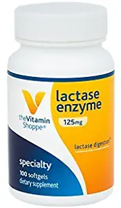 The Vitamin Shoppe Lactase Enzyme 125MG, Supports Lactase or Dairy Digestion, Natural Support for Healthy Digestion (100 Softgels)